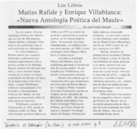 Matías Rafide y Enrique Villablanca, "Nueva antología poética del Maule"  [artículo] José Arraño Acevedo