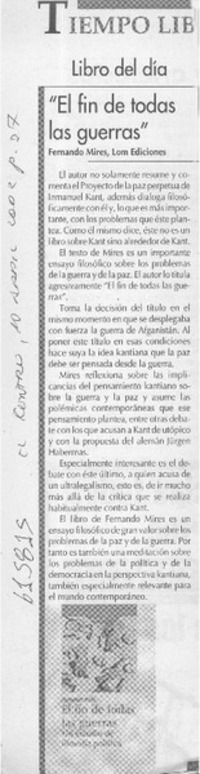 "El fin de todas las guerras"  [artículo]