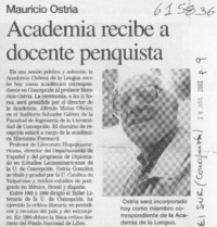 Academia recibe a docente penquista  [artículo]