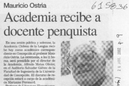 Academia recibe a docente penquista  [artículo]
