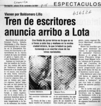 Tren de escritores anuncia arribo a Lota  [artículo]
