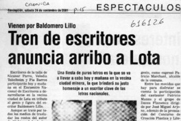 Tren de escritores anuncia arribo a Lota  [artículo]
