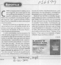 El mundo de Nicanor Parra, antibiografía  [artículo] C. G. H.