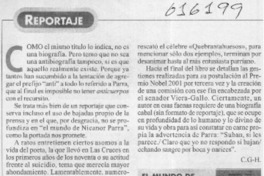 El mundo de Nicanor Parra, antibiografía  [artículo] C. G. H.