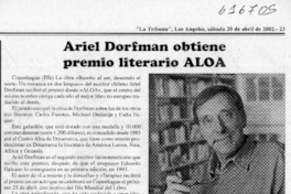 Ariel Dorfman obtiene premio literario ALOA  [artículo]