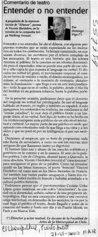 Entender o no entender