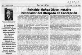 Reinaldo Muñoz Olave, notable historiador del Obispado de Concepción  [artículo] Marcial Pedrero Leal