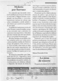 Molesta por Serrano  [artículo] Rebeca Chamudes Urzúa