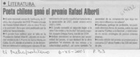 Poeta chileno ganó premio Rafael Alberti  [artículo]