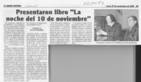 Presentaron libro "La noche del 10 de noviembre"  [artículo]