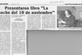 Presentaron libro "La noche del 10 de noviembre"  [artículo]