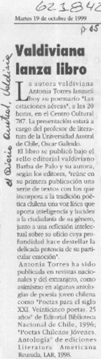 Valdiviana lanza libro  [artículo]