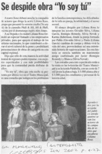 Se despide obra "Yo soy tú"