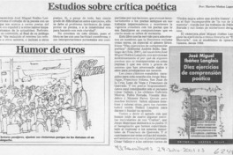 Estudios sobre crítica poética