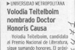 Volodia Teitelboim nombrado Doctor Honoris Causa  [artículo]