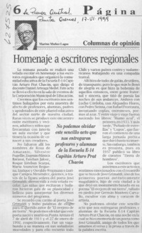 Homenaje a escritores regionales  [artículo] Marino Muñoz Lagos