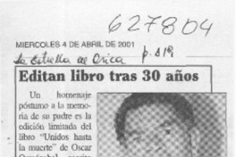 Editan libro tras 30 años  [artículo]