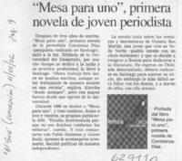 "Meza para uno", primera novela de joven periodista  [artículo]