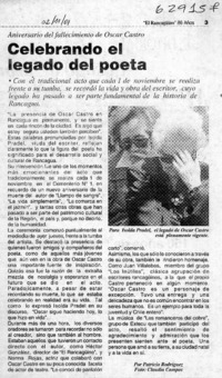 Celebrando el legado del poeta  [artículo] Patricio Rodríguez