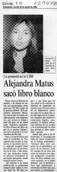 Alejandra Matus sacó libro blanco  [artículo]