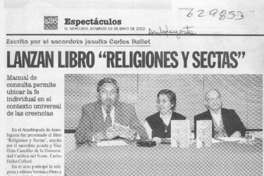 Lanzan libro "Religiones y sectas"  [artículo]
