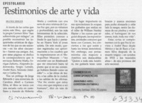 Testimonios de arte y vida  [artículo] Beatriz Berger