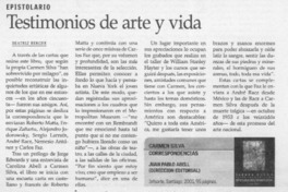 Testimonios de arte y vida  [artículo] Beatriz Berger
