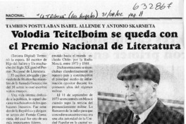Volodia Teitelboim se queda con el Premio Nacional de Literatura  [artículo]