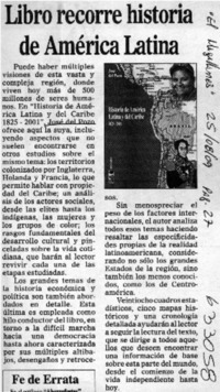 Libro recorre Historia de América Latina  [artículo]