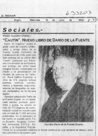 "Cautín", nuevo libro de Darío de la Fuente  [artículo]