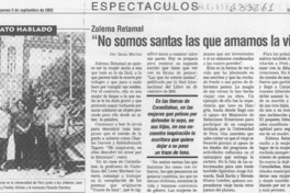 "No somos santas las que amamos la vida"  [artículo] Tania Merino
