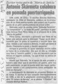 Antonio Skármeta colabora en pomada puerorriqueña  [artículo]