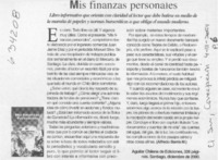 Mis finanzas personales  [artículo] Alfredo Barría M.