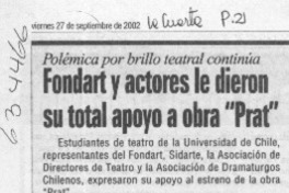 Fondart y actores le dieron su total apoyo a obra "Prat"  [artículo]