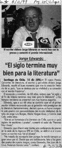"El siglo termina muy bien para la literatura"  [artículo]