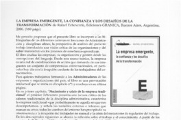 La empresa emergente, la confianza y los desafíos de la transformación  [artículo]