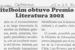 Volodia Teitelboim obtuvo Premio Nacional de Literatura 2002  [artículo]