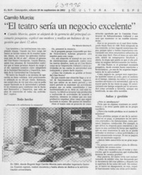"El teatro sería un negocio excelente"  [artículo] Marcelo Sánchez R.