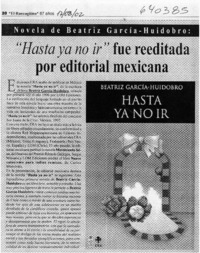"Hasta ya no ir" fue reeditada por editorial mexicana  [artículo]