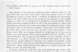 Andrés Bello, la pasión por el orden  [artículo] Cristián Gazmuri