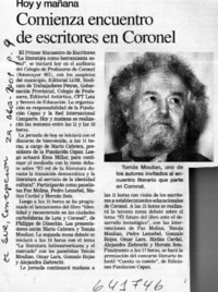 Comienza encuentro de escritores en Coronel  [artículo]