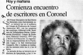 Comienza encuentro de escritores en Coronel  [artículo]