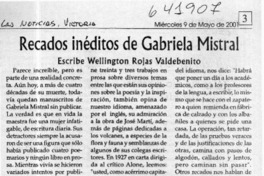 Recados inéditos de Gabriela Mistral  [artículo] Wellington Rojas Valdebenito