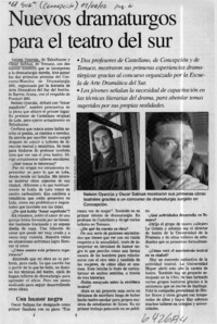 Nuevos dramaturgos para el teatro del sur  [artículo]