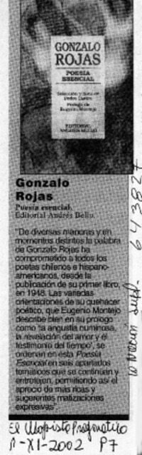 Gonzalo Rojas, Poesía esencial  [artículo]