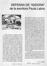 Defensa de "Isidora" de la escritora Paula Labra  [artículo]