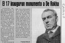 El 17 inauguran monumento a De Rokha  [artículo]