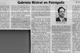 Gabriela Mistral en Petrópolis  [artículo] Juan Gabriel Araya G.
