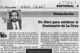 Un libro para celebrar el centenario de La Cruz  [artículo] Roberto Silva Bijit