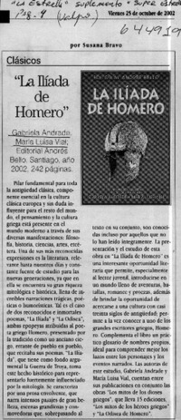 "La Ilíada de Homero"  [artículo] Susana Bravo
